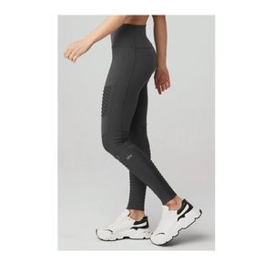 Alo Yoga High-Waist Moto Legging Anthracite/Anthracite‎ Glossy nwt